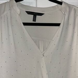 White House Black Market Elegant light tan Drape high/low Blouse